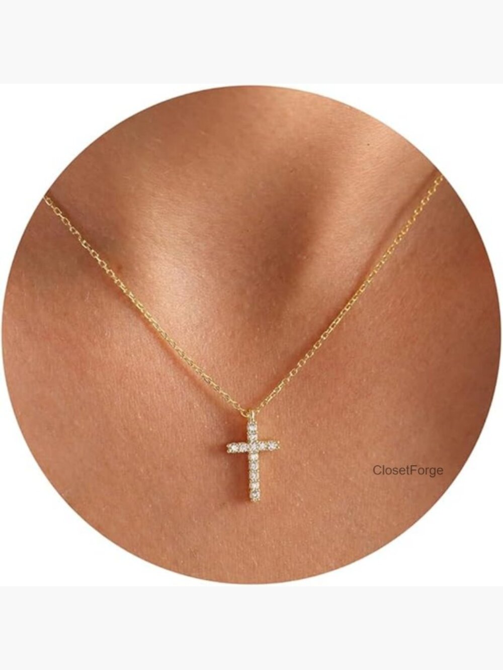 14K Gold Plated Cross Pendant Dainty Layered Necklace